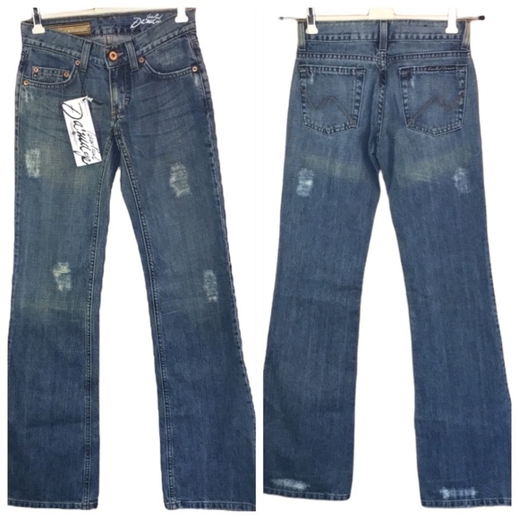 Jean Paul Da’Mage | Blue Jeans Low Rise Boot Cut Distressed 25 - Picture 1 of 9